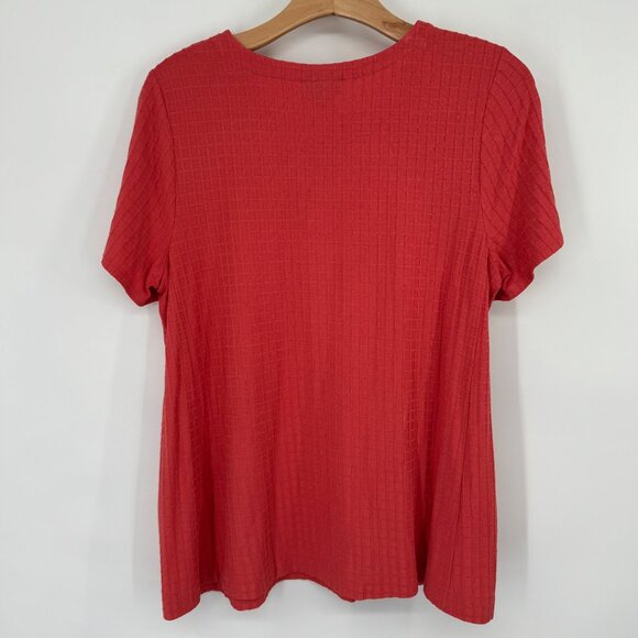 J. Jill Wearever  coral Short Sleeve Textured Knit Top Womens size Medium - Picture 12 of 13